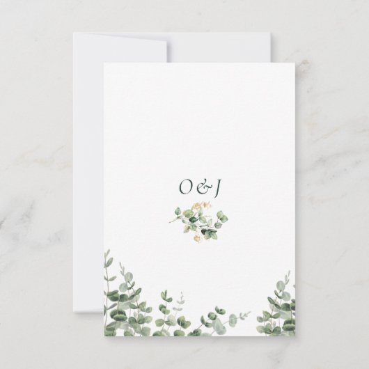 Elegante Eucalyptus gebladerte bruiloft RSVP (Achterkant)