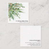 Elegante Eucalyptus gebladerte & gouden glitter Vierkante Visitekaartje (Voorkant / Achterkant)