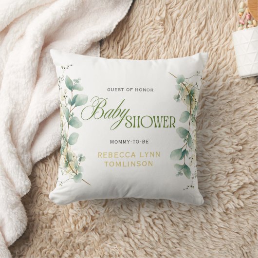 Elegante Eucalyptus Geslachtsonzijdige Baby Shower Kussen (Deken)