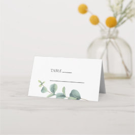Elegante Eucalyptus Gevouwen Trouwplaats Kaart Plaatskaartje