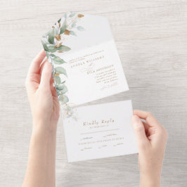 Elegante Eucalyptus Glam Geen Ouders Bruiloft All In One Uitnodiging