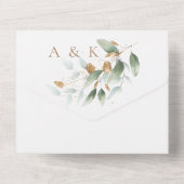 Elegante Eucalyptus Glam QR Code Bruiloft All In One Uitnodiging (Achterkant)