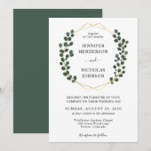 Elegante Eucalyptus Gold Lijst bruiloft Kaart (Voorkant / Achterkant)