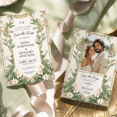 Elegante Eucalyptus Gold Lijst Save the Date Kaart