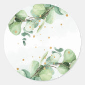 Elegante Eucalyptus & Goud – Chique bruiloft accen Ronde Sticker (Voorkant)