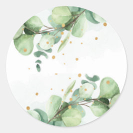 Elegante Eucalyptus & Goud – Chique bruiloft accen Ronde Sticker