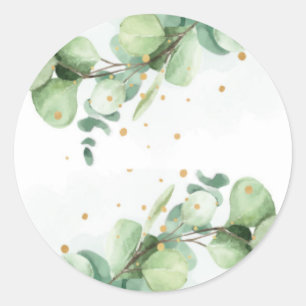 Elegante Eucalyptus & Goud – Chique bruiloft accen Ronde Sticker