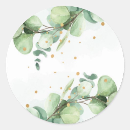 Elegante Eucalyptus & Goud – Chique bruiloft accen Ronde Sticker (Voorkant)