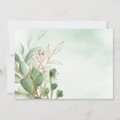 Elegante Eucalyptus Gouden Bruiloft Kaart (Achterkant)