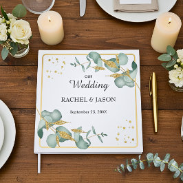 Elegante Eucalyptus Gouden Glitter Groene Huwelijk Gastenboek
