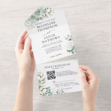 Elegante Eucalyptus Gouden Groene QR Code Trouwdag