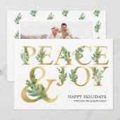 Elegante Eucalyptus Gouden Vrede en Vreugde Famili Feestdagenkaart (Voorkant / Achterkant)