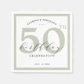 Elegante Eucalyptus Green 50ste Verjaardag Party p Servet (Voorkant)