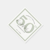 Elegante Eucalyptus Green 50ste Verjaardag Party p Servet (Hoek)