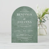 Elegante Eucalyptus Green Arch bruiloft Kaart (Staand voorkant)