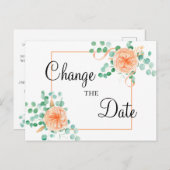 Elegante Eucalyptus Green Peach Wijzig de datum Briefkaart (Voorkant / Achterkant)
