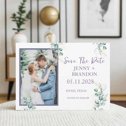 Elegante Eucalyptus Greenery Bloemen Foto boho Save The Date