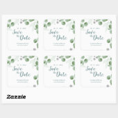 Elegante Eucalyptus Greenery bruiloft Bewaar de da Vierkante Sticker (Vel)