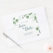 Elegante Eucalyptus Greenery bruiloft Bewaar de da Vierkante Sticker (Envelop)