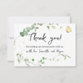 Elegante Eucalyptus Greenery Gold Sparkle Bedankkaart (Voorkant)