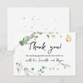 Elegante Eucalyptus Greenery Gold Sparkle Bedankkaart (Voorkant / Achterkant)