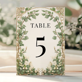 Elegante Eucalyptus Greenery Goud Tafelnummer