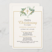 Elegante Eucalyptus Greenery Gouden Doop Kaart (Voorkant / Achterkant)