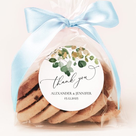 Elegante Eucalyptus Greenery gouden folie bruiloft Ronde Sticker