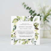 Elegante Eucalyptus Greenery Square repetitie dine Kaart (Staand voorkant)