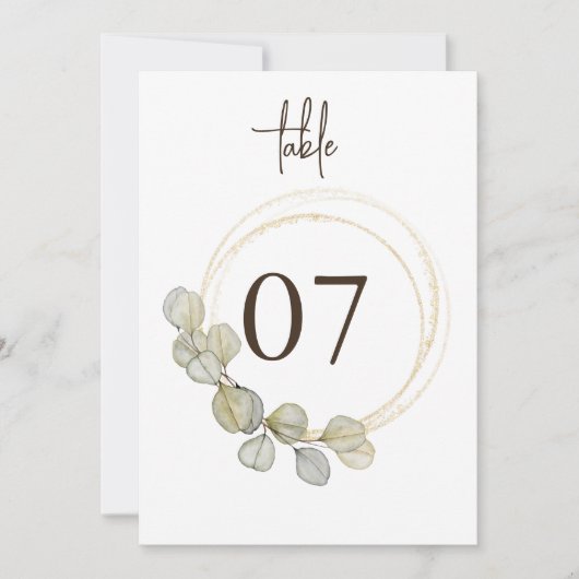 Elegante Eucalyptus Greenery Trouwtafel Nummers (Voorkant)