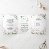 Elegante Eucalyptus groen alles in één bruiloft Drieluik Uitnodiging (Binnen)