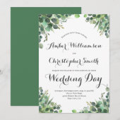 Elegante Eucalyptus groen blad bladeren bruiloft Kaart (Voorkant / Achterkant)