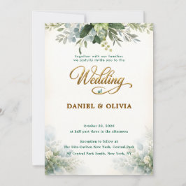 Elegante Eucalyptus Groen blad Gouden Overlay Foto Kaart