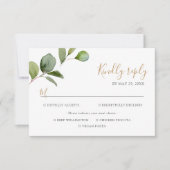 Elegante Eucalyptus Groen Blad Maaltijd Opties RSVP Kaartje (Voorkant)