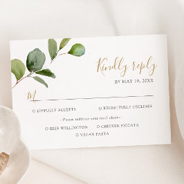 Elegante Eucalyptus Groen Blad Maaltijd Opties RSVP Kaartje