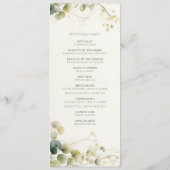 Elegante eucalyptus groen botanische ceremonie programmakaart (Achterkant)