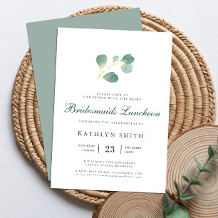 Elegante Eucalyptus groen bruidsmeisjes lunch Kaart