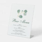 Elegante Eucalyptus groen bruiloft bar menu Reclamebord Met Voetstuk (Voorkant)