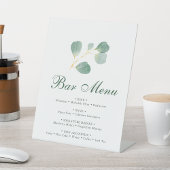 Elegante Eucalyptus groen bruiloft bar menu Reclamebord Met Voetstuk