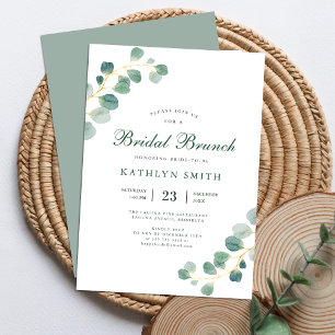 Elegante Eucalyptus groen bruiloft bruids brunch Kaart
