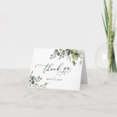 Elegante Eucalyptus groen bruiloft dank u kaart (Voorkant)