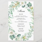 Elegante Eucalyptus groen bruiloft diner menu (Voorkant)