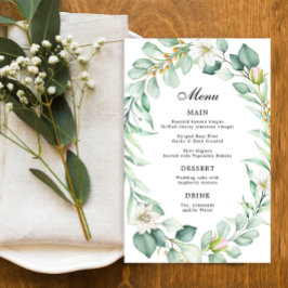 Elegante Eucalyptus groen bruiloft diner menu