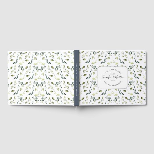 Elegante eucalyptus & groen bruiloft gastenboek (Volledig)