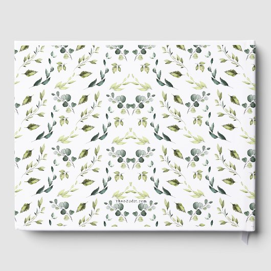 Elegante eucalyptus & groen bruiloft gastenboek (Achterkant)