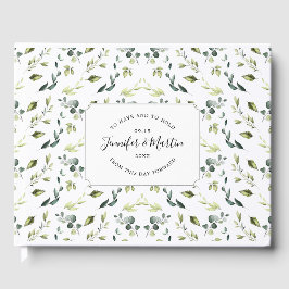 Elegante eucalyptus & groen bruiloft gastenboek