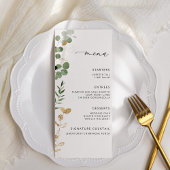 Elegante eucalyptus groen bruiloft menukaart