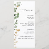 Elegante eucalyptus groen bruiloft menukaart (Voorkant)
