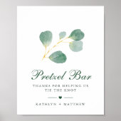 Elegante Eucalyptus groen bruiloft Pretzel Bar Poster (Voorkant)