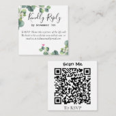 Elegante Eucalyptus groen bruiloft QR code Kaart (Voorkant / Achterkant)